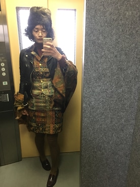 「ZARA（ザラ）のアイテム（ストール/ショール、ブラウン系）」を使った、猫村ひろみさん（レディース）の秋コーディネート