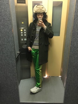「JOURNAL STANDARD（ジャーナルスタンダード）のアイテム（ダッフルコート、グリーン系）」を使った、猫村ひろみさん（レディース）の冬コーディネート