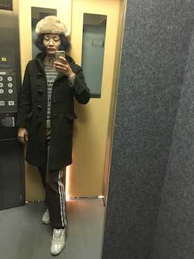 「JOURNAL STANDARD（ジャーナルスタンダード）のアイテム（ダッフルコート、グリーン系）」を使った、猫村ひろみさん（レディース）の冬コーディネート
