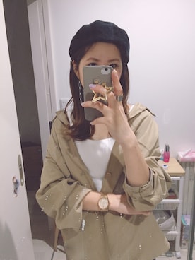 「アーバンリサーチ」｜「アイテム（ハンチング/ベレー帽）」を使った、ねずさん（レディース・163cm）の春コーディネート