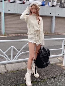 「MERCURYDUO（マーキュリーデュオ）のアイテム（帽子）」を使った、mimさん（レディース・157cm）の秋コーディネート