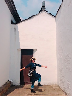 「H&M（エイチ・アンド・エム）のアイテム（サンバイザー）」を使った、活泼大头鬼要收心さん（レディース・168cm）の秋コーディネート