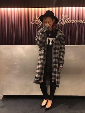 「ロングニット」｜「アイテム（アクセサリー）」を使った、Yukaさん（レディース・155cm）の秋コーディネート