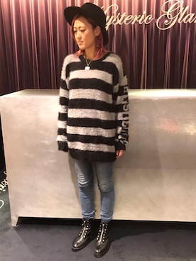 「ロングニット」｜「アイテム（アクセサリー）」を使った、Yukaさん（レディース・155cm）の秋コーディネート