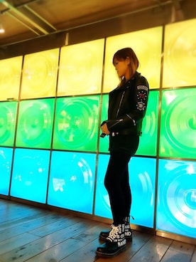 「コラボレーション」｜「アイテム（ライダースジャケット）」を使った、Yukaさん（レディース・155cm）の冬コーディネート