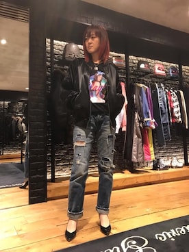 「コラボレーション」｜「アイテム（スカジャン）」を使った、Yukaさん（レディース・155cm）の春コーディネート