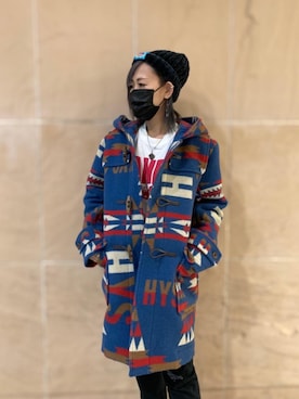 「HYSTERIC GLAMOUR（ヒステリックグラマー）のアイテム（ダッフルコート）」を使った、Yukaさん（レディース・155cm）の秋コーディネート