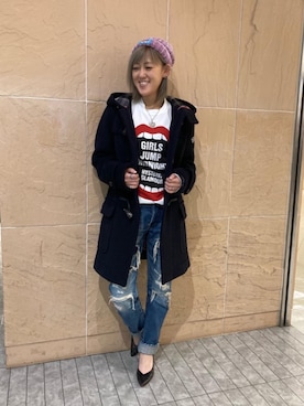 「HYSTERIC GLAMOUR（ヒステリックグラマー）のアイテム（ダッフルコート）」を使った、Yukaさん（レディース・155cm）の冬コーディネート