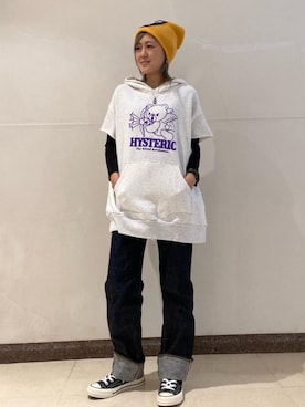 「でにむ」｜「アイテム（ニットキャップ/ビーニー）」を使った、Yukaさん（レディース・155cm）の冬コーディネート