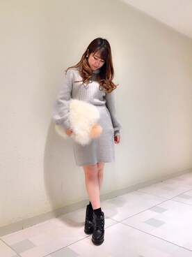「Supreme.La.La.（シュープリームララ）のアイテム（バッグ）」を使った、Ayaka Hishizakiさん（レディース・158cm）の冬コーディネート