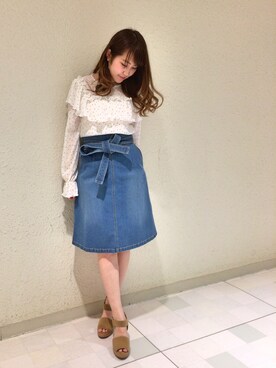 「Supreme.La.La.（シュープリームララ）のアイテム（サンダル）」を使った、Ayaka Hishizakiさん（レディース・158cm）の冬コーディネート