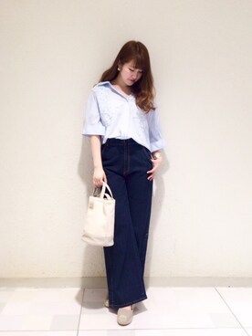 「Supreme.La.La.（シュープリームララ）のアイテム（パンツ）」を使った、Ayaka Hishizakiさん（レディース・156cm）の春コーディネート