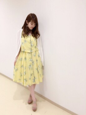 「Supreme.La.La.（シュープリームララ）のアイテム（カーディガン/ボレロ）」を使った、Ayaka Hishizakiさん（レディース・156cm）の春コーディネート