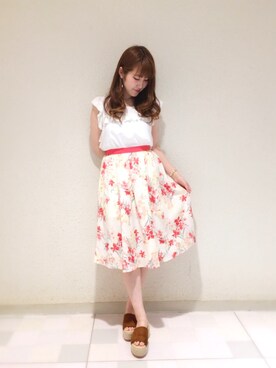 「Supreme.La.La.（シュープリームララ）のアイテム（サンダル）」を使った、Ayaka Hishizakiさん（レディース・156cm）の夏コーディネート