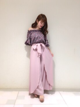 「Supreme.La.La.（シュープリームララ）のアイテム（パンツ）」を使った、Ayaka Hishizakiさん（レディース・156cm）の夏コーディネート