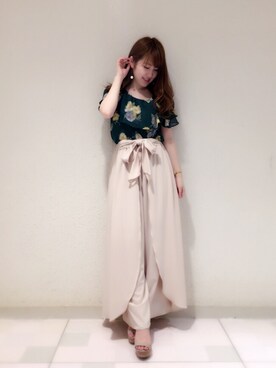 「Supreme.La.La.（シュープリームララ）のアイテム（パンツ）」を使った、Ayaka Hishizakiさん（レディース・156cm）の夏コーディネート