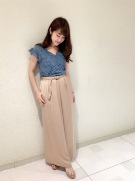 「Supreme.La.La.（シュープリームララ）のアイテム（パンツ）」を使った、Ayaka Hishizakiさん（レディース・156cm）の夏コーディネート