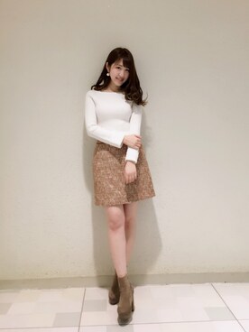 「Supreme.La.La.（シュープリームララ）のアイテム（スカート）」を使った、Ayaka Hishizakiさん（レディース・156cm）の冬コーディネート