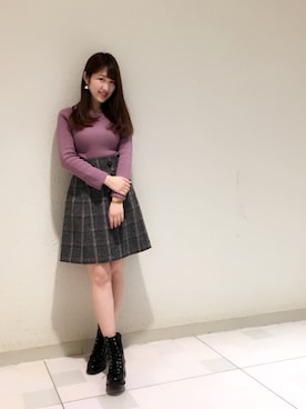 「Supreme.La.La.（シュープリームララ）のアイテム（スカート）」を使った、Ayaka Hishizakiさん（レディース・156cm）の冬コーディネート