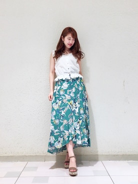 「Supreme.La.La.（シュープリームララ）のアイテム（スカート）」を使った、Ayaka Hishizakiさん（レディース・156cm）の夏コーディネート