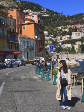 「GU（ジーユー）のアイテム（デニムパンツ、ブルー系）」を使った、misakiさん（レディース・160cm）の夏コーディネート