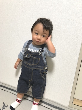 「SHIPS（シップス）のアイテム（オールインワン・サロペット）」を使った、uniさん（キッズ・80cm）の秋コーディネート