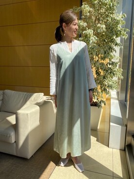 「ODETTE E ODILE（オデットエオディール）のOID パンチングレザー FLT15↓↑（高跟鞋、ホワイト系）」を使った、西山　オデット エ オディール スタッフさん（レディース・163cm）の春コーディネート
