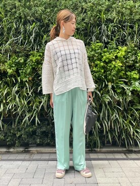 「CHRISTIAN VILLA（クリスチャンヴィラ）の【別注】CHRISTIAN VILLA Knot BAG L（單肩包、ホワイト系）」を使った、西山　オデット エ オディール スタッフさん（レディース・163cm）の春コーディネート