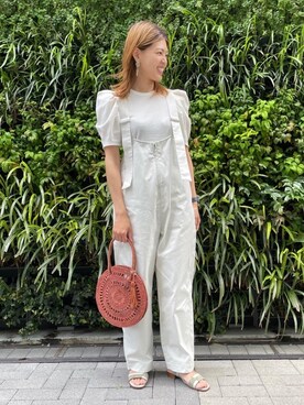 「ODETTE E ODILE（オデットエオディール）のOFC スクエアツートーン サンダル20↓↑（涼鞋、グレー系）」を使った、西山　オデット エ オディール スタッフさん（レディース・163cm）の春コーディネート