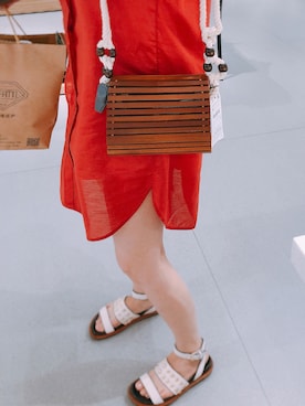 「ZARA WOMAN（ザラウーマン）のアイテム（ショルダーバッグ、ブラウン系）」を使った、-苍老少女-さん（レディース・165cm）の夏コーディネート