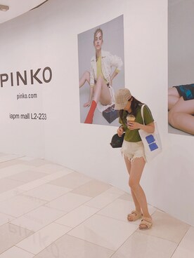 「hotwindのアイテム（キャップ、ベージュ系）」を使った、-苍老少女-さん（レディース・165cm）の夏コーディネート