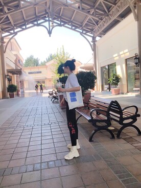 「Guess（ゲス）のアイテム（デニムパンツ、ブラック系）」を使った、-苍老少女-さん（レディース・165cm）の夏コーディネート