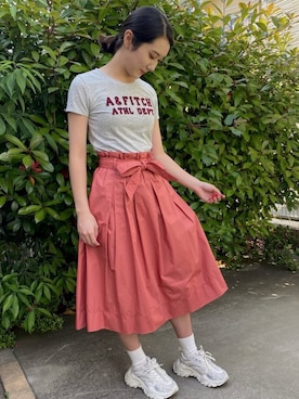 「Abercrombie&Fitch（アバークロンビーアンドフィッチ）のアイテム（T Shirts、グレー系）」を使った、chihokaさん（レディース・158cm）の春コーディネート