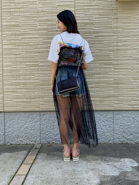 「In-N-Out Burger（インアンドアウトバーガー）の【IN-N-OUT / イン アンド アウト】 S/S TEE 1990 SHIRT（T Shirts、ホワイト系）」を使った、chihokaさん（レディース・158cm）の夏コーディネート