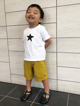 「PETIT BATEAU（プチバトー）のアイテム（サンダル）」を使った、kotaroさん（キッズ・90cm）の夏コーディネート