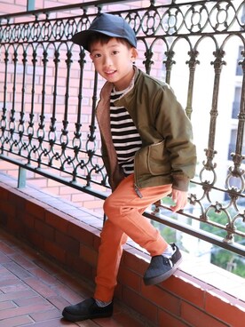 「SUNDAYSSUN」｜「アイテム（その他アウター）」を使った、DIL baby&kids shopさん（キッズ・110cm）の秋コーディネート
