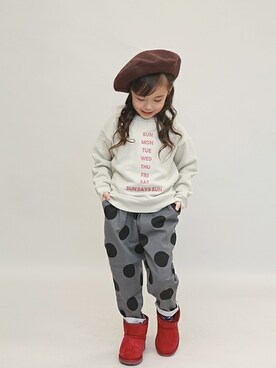 「アイテム（チノパンツ）」を使った、DIL baby&kids shopさん（キッズ・110cm）の冬コーディネート