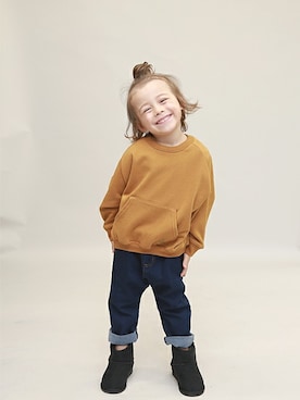 「アイテム（デニムパンツ）」を使った、DIL baby&kids shopさん（キッズ・100cm）の冬コーディネート