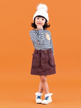 「la poche biscuit（ラポシェビスキュイ）のアイテム（スカート）」を使った、DIL baby&kids shopさん（キッズ・110cm）の夏コーディネート