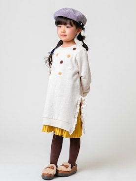 「ドッキングワンピ」｜「アイテム（ハンチング/ベレー帽）」を使った、DIL baby&kids shopさん（キッズ・107cm）の秋コーディネート