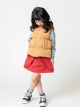 「la poche biscuit（ラポシェビスキュイ）のアイテム（スカート）」を使った、DIL baby&kids shopさん（キッズ・111cm）の秋コーディネート