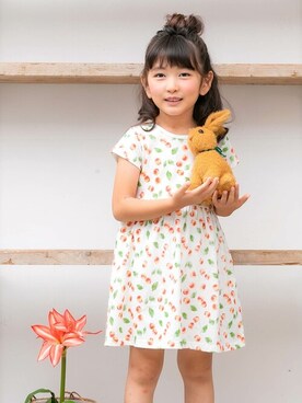 「la poche biscuit（ラポシェビスキュイ）のアイテム（ワンピース/ドレス）」を使った、DIL baby&kids shopさん（キッズ・110cm）の春コーディネート