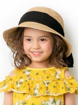 「la poche biscuit（ラポシェビスキュイ）のアイテム（帽子）」を使った、DIL baby&kids shopさん（キッズ・104cm）の春コーディネート