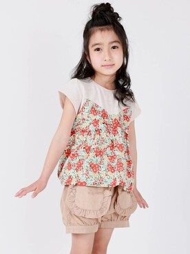 「la poche biscuit（ラポシェビスキュイ）のアイテム（トップス）」を使った、DIL baby&kids shopさん（キッズ・116cm）の夏コーディネート
