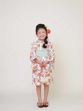 「la poche biscuit（ラポシェビスキュイ）のアイテム（浴衣）」を使った、DIL baby&kids shopさん（キッズ・109cm）の夏コーディネート