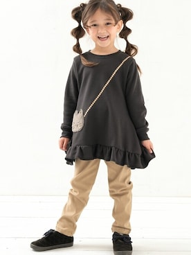 「ネコ」｜「アイテム（チュニック）」を使った、DIL baby&kids shopさん（キッズ・106cm）の秋コーディネート