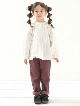 「la poche biscuit（ラポシェビスキュイ）のアイテム（トップス）」を使った、DIL baby&kids shopさん（キッズ・106cm）の秋コーディネート