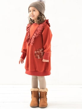 「la poche biscuit（ラポシェビスキュイ）のアイテム（ワンピース/ドレス）」を使った、DIL baby&kids shopさん（キッズ・107cm）の秋コーディネート