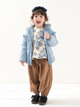 「la poche biscuit（ラポシェビスキュイ）のアイテム（ブルゾン）」を使った、DIL baby&kids shopさん（キッズ・106cm）の秋コーディネート