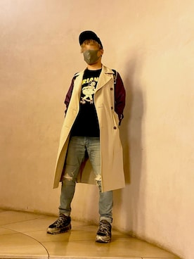「HYSTERIC GLAMOUR（ヒステリックグラマー）のアイテム（トレンチコート）」を使った、ぼくです(　˙-˙　)さん（メンズ・176cm）の秋コーディネート
